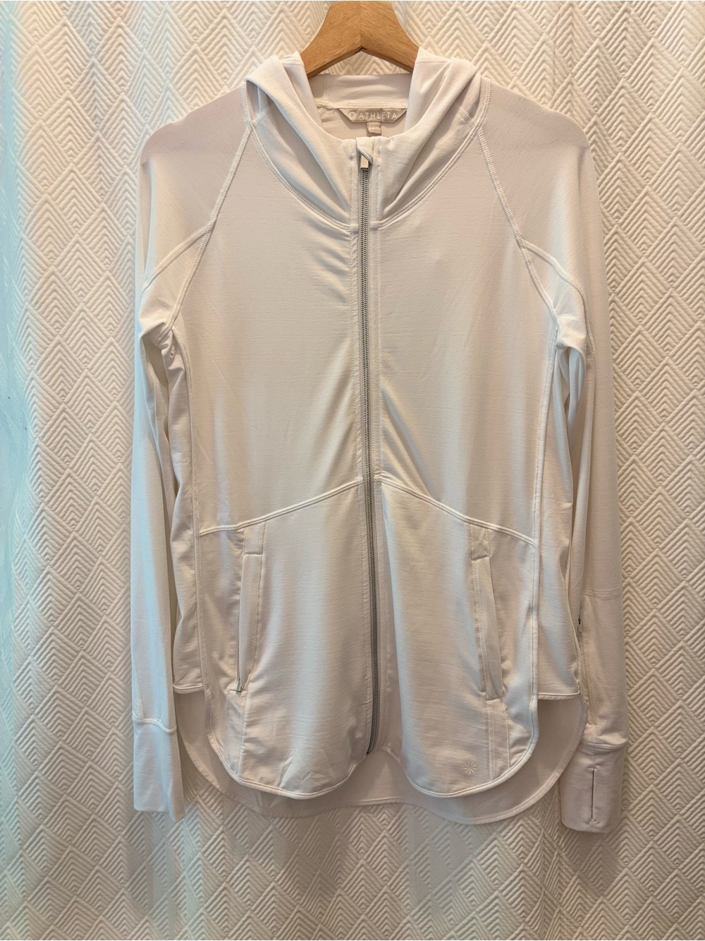 ATHLETA Baja UPF Hoodie Sun Jacket Swim Cover Up White Small - Picture 9 of 10